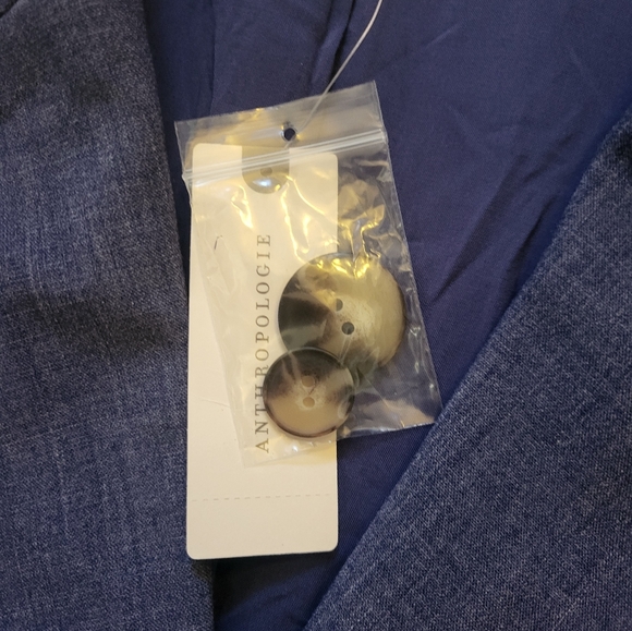 Anthropology MauveNavy double breasted button blazer welt pockets Size 10 - Picture 14 of 16